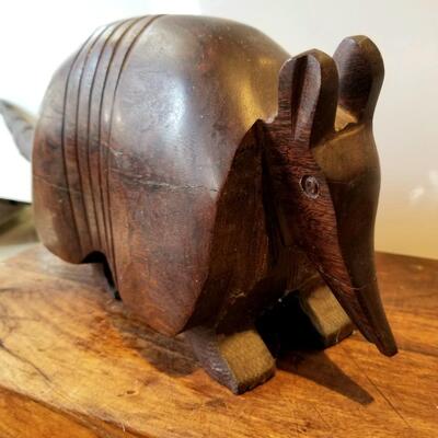 Small vintage hand-carved sculpture of Armadillo