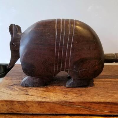 Small vintage hand-carved sculpture of Armadillo