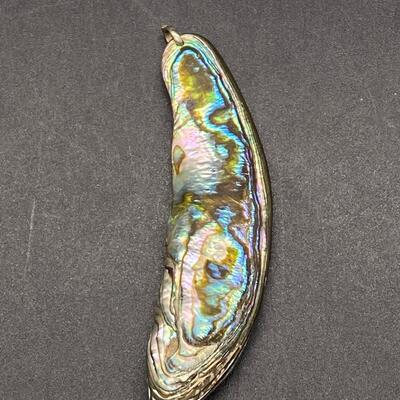 Large Natural Mother of Pearl Abalone Shell Pendant