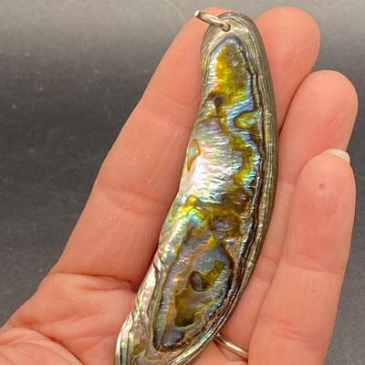 Large Natural Mother of Pearl Abalone Shell Pendant