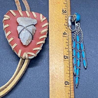 Southwestern Style Jewelry Lot Bolo Tie Ring Earrings