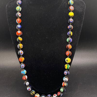 Vintage Colorful Millefiori Beaded Necklace