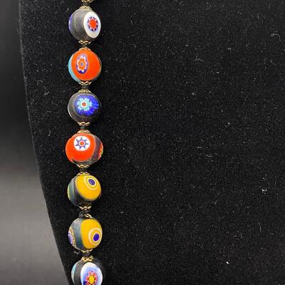 Vintage Colorful Millefiori Beaded Necklace