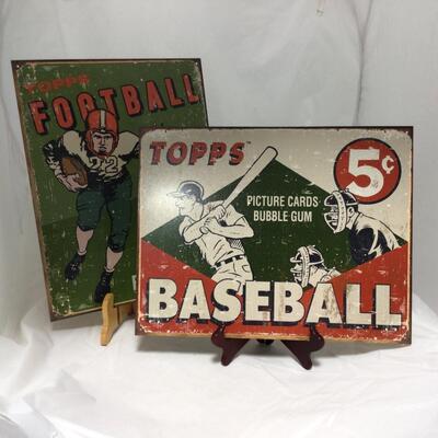 (119) TOPPS | Tin Topps Baseball and Football Signs