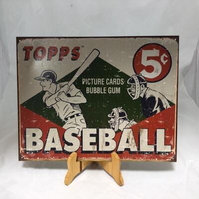 (119) TOPPS | Tin Topps Baseball and Football Signs