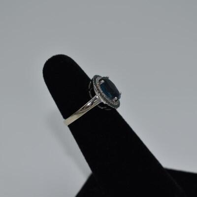Oval London Blue Topaz/Diamond Ring