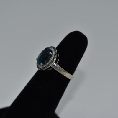 Oval London Blue Topaz/Diamond Ring