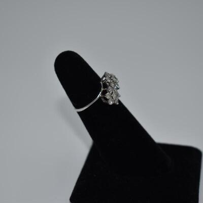 14kt White gold Double Cluster Ring