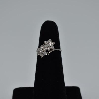 14kt White gold Double Cluster Ring