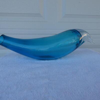 Blue Bird of Happiness - Made In West Virginia / Made in USA Blue Glass Vase - Unique American Art Glassware