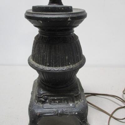 Vintage Cast Iron Pot Belly Stove Table Lamp Electric