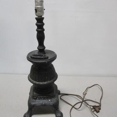 Vintage Cast Iron Pot Belly Stove Table Lamp Electric