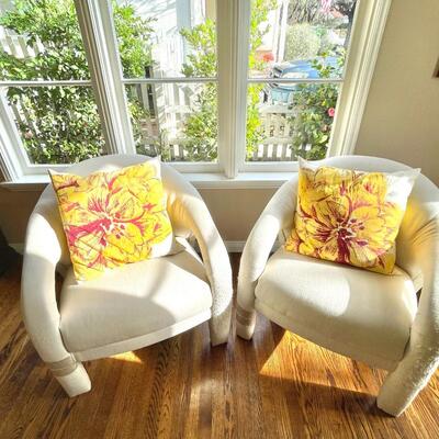 LOT 1    PAIR OF MODERN CLUB CHAIRS TO UPCYCLE!