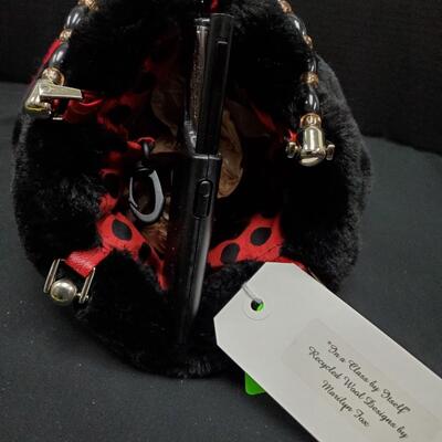 Red and Black beaded Handle handbag