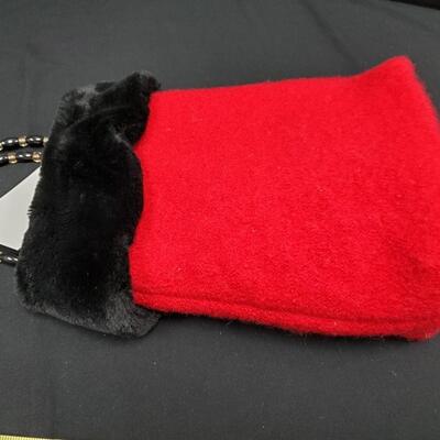 Red and Black beaded Handle handbag