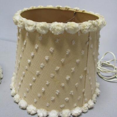 Pair Of Hobnail White Lamps