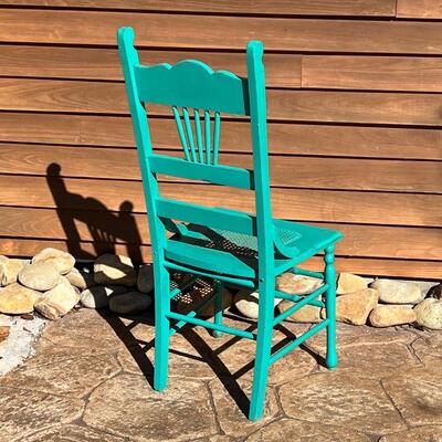 Vintage Painted Cain Seat Wood Chair