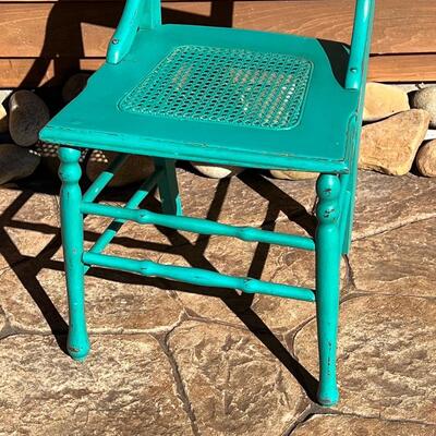 Vintage Painted Cain Seat Wood Chair