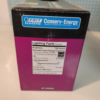 4 pack energy saving compact florescent light bulbs 65 W