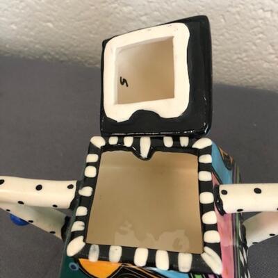 Memphis Style Ceramic Sugar & Creamer, signed