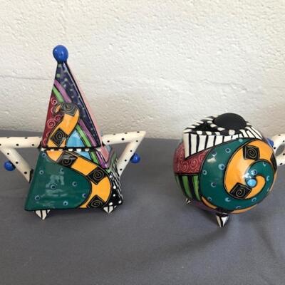 Memphis Style Ceramic Sugar & Creamer, signed