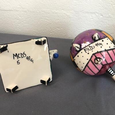 Memphis Style Ceramic Sugar & Creamer, signed