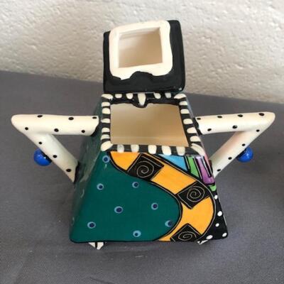 Memphis Style Ceramic Sugar & Creamer, signed