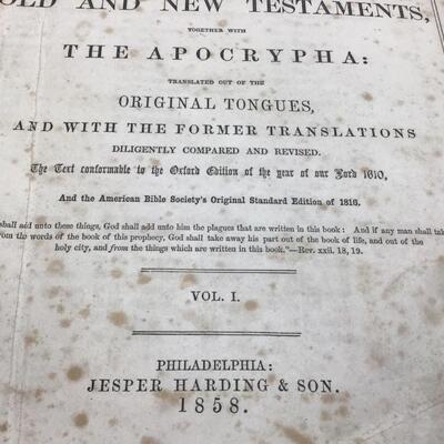 1858 Holy Bible with Apocryha