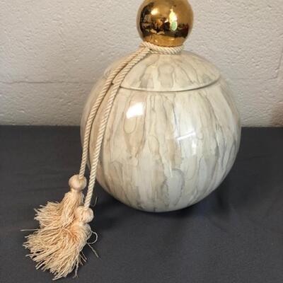 Large Jamar of California ceramic jar w/tassle