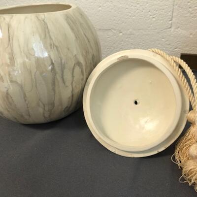 Large Jamar of California ceramic jar w/tassle