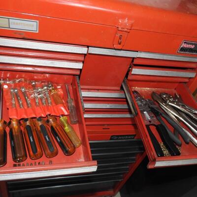 Combination Craftsman and Husky Rolling Tool Chest with Tools