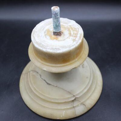 Antique Marble Stone Alabaster Bust Woman in Bonnet Statue