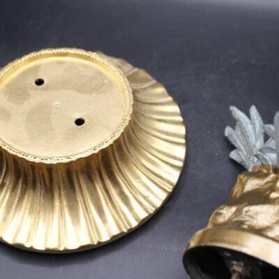 Vintage Spelter Metal Statue of Man Farmer on Painted Base