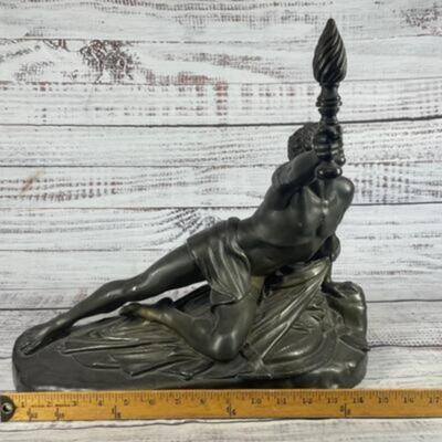 Vintage Spelter Metal Statue Soldat Spartiate after Jean-Pierre Cortot