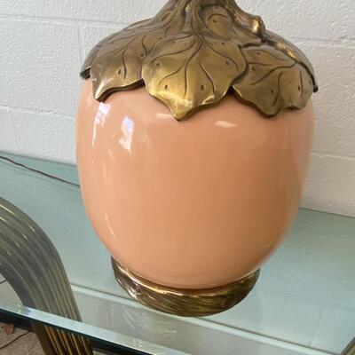 Vintage Peach Lamp with Brass