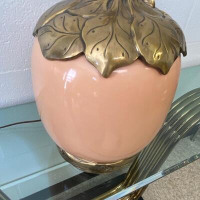 Vintage Peach Lamp with Brass
