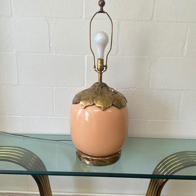 Vintage Peach Lamp with Brass