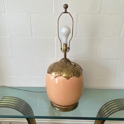 Vintage Peach Lamp with Brass