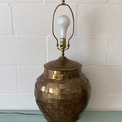 Vintage Woven Brass Lamp