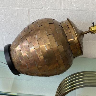 Vintage Woven Brass Lamp