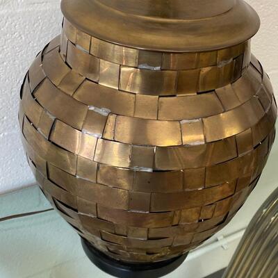 Vintage Woven Brass Lamp