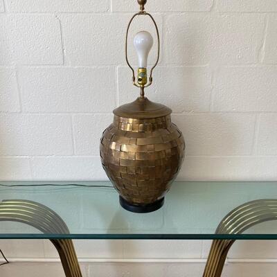 Vintage Woven Brass Lamp