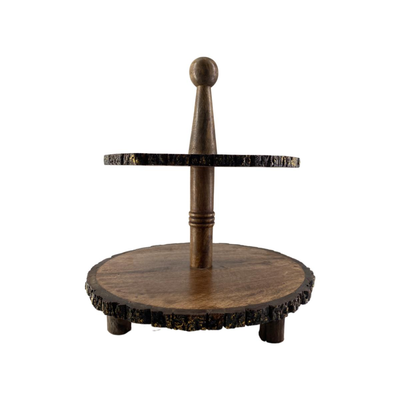 Two-Tiered Solid Wood Serving Tray