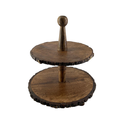 Two-Tiered Solid Wood Serving Tray