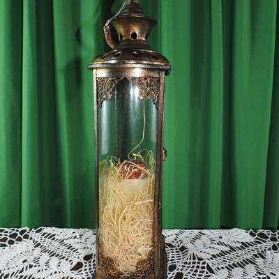 Antiqued metal lantern
