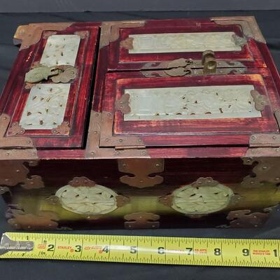Antique Rosewood and White Jade Chest