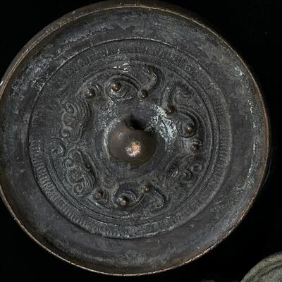 3 Antique Chinese Bronze Mirrors with Mythical Beast details
