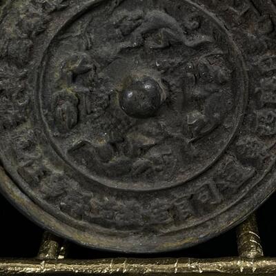 3 Antique Chinese Bronze Mirrors with Mythical Beast details