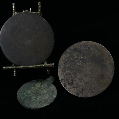 3 Antique Chinese Bronze Mirrors with Mythical Beast details