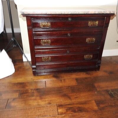 Victorian Marble Topped 3 Draw Chest